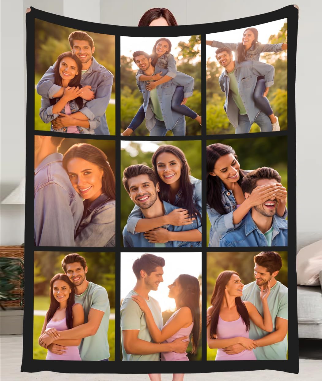 Custom Blankets with Photos Text, I Love You Girlfriend Boyfriend Gifts, Personalized Picture Flannel Blanket Couple Customized Gifts for Mom Dad Wife Husband on Christmas