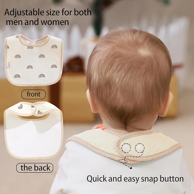 Baby Bandana Bibs, 6 Pack Waterproof Toddler Bib,Soft Cotton Absorbent Baby Bibs for Eating,Drooling,Teething