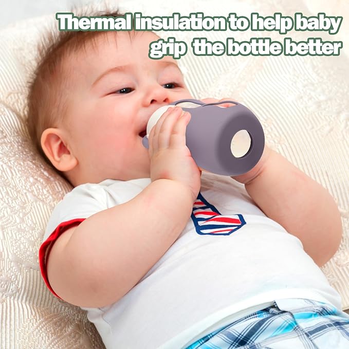 BUSOHA 3 Pack Silicone Sleeves for Avent Natural Baby Bottles - Drop Protection Baby Bottle Holder with Handle Compatible with Philips Avent Anti Colic Baby Bottles,8 Ounce