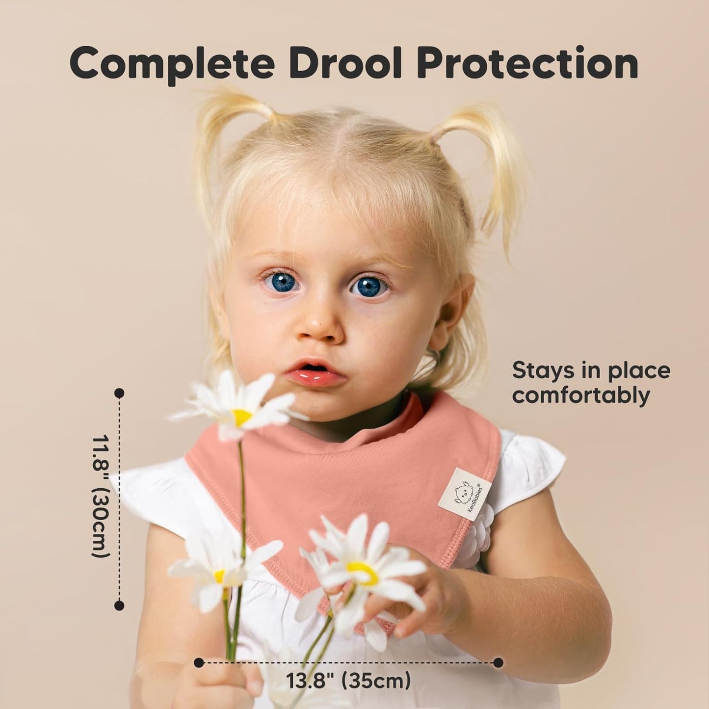 8-Pack Organic Baby Bandana Bibs for Girls - Super Absorbent Triangle Baby Bibs for Drooling and Teething Infant, 100% Cotton Extra Soft for Newborn, Infant 0-36 Months (Lilac)