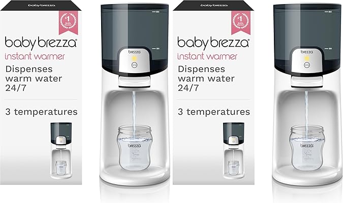 Baby Brezza Instant Baby Bottle Warmer - Fast Water Warmer Instantly Dispenses 24/7 in 3 Temperatures, White (Pack of 2)