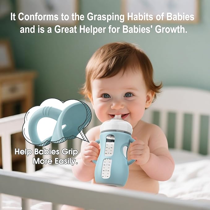 3PCS Philips Avent Glass Bottle Silicone Sleeves with Handles, Compatible with Philips Avent Glass Bottles 8 oz, Suitable for Avent Baby Bottles 8 oz, and Easy to Clean