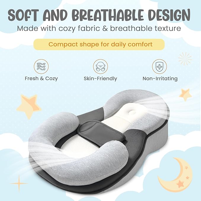 Inclined Baby Cushion – Soft & Supportive Pillow for Feeding and Playtime – Compact, Lightweight and Breathable Design