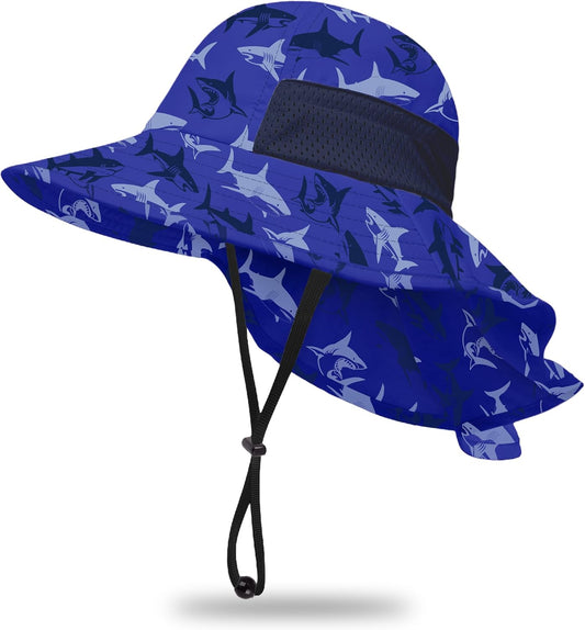 Toddler Baby Sun Hat Kids Summer UPF 50+ for Boys Girls Adjustable Beach Hats with Bucket Wide Brim Age 1-7 Years