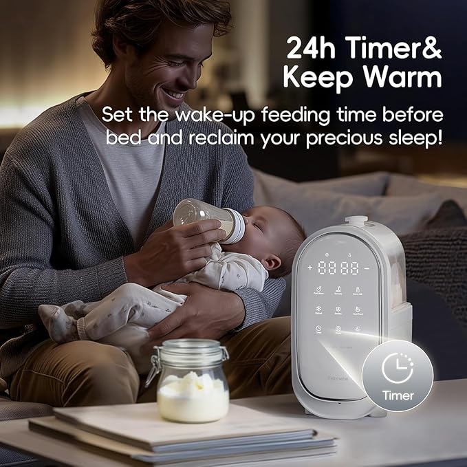 Bottle Warmer for Breastmilk, 11-in-1 Double Bottle Warmer Large Touchscreen with Night Light, Detachable for Easy Cleaning & Accurate Temperature Control, Timer, Milk Warmer for Baby