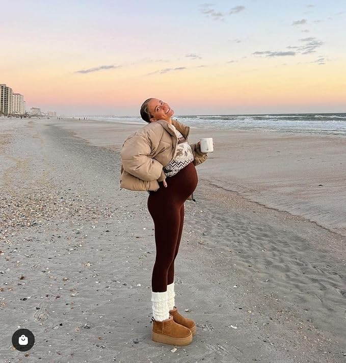 GROTEEN 3 Pack Women's Maternity Leggings with Pockets Over The Belly Workout Yoga Pregnancy Pants