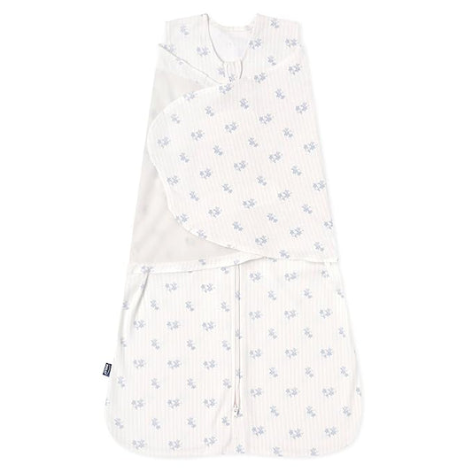 HALO 100% Cotton Sleepsack Swaddle, 3-Way Adjustable Wearable Blanket, TOG 1.5, Floral Vintage Stripe, Newborn, 0-3 Months