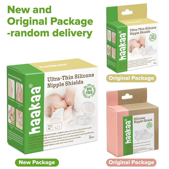 haakaa Nippleshield Silicone Nipple Shields for Breastfeeding with Carry Case Ultra-Thin Super-Soft (18mm, 2pk)