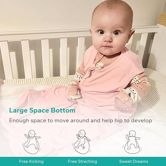 Rayon Made from Bamboo Sleep Sack, 0.5 TOG Wearable Blanket Baby, Lightweight Stretchy Sleep Sack 6-12 Months, Pink