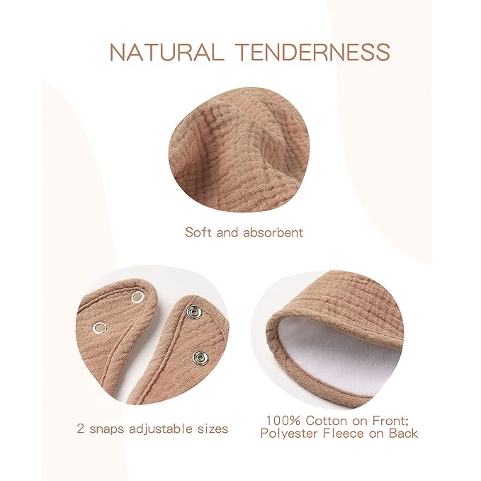 Konssy Muslin Baby Bibs 8 Pack Baby Bandana Drool Bibs Cotton for Unisex Boys and Girls, Soft Absorbent Set for Teething and Drooling