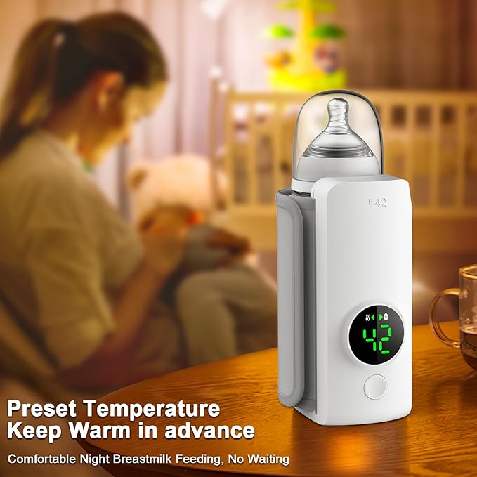 Fast Heating Portable Bottle Warmer,Travel-Easy,18W Fast Charging,6-Speed Temperature Control,Locked-in Nutrition,360 Degree Wrap Even Warming,Ensuring Baby Needs