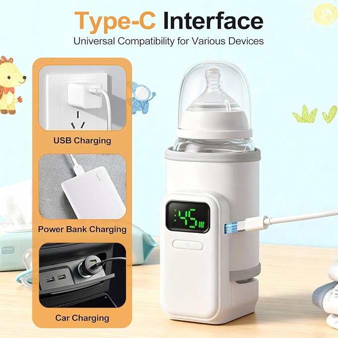 Portable Outdoor Travel Bottle Warmer Breast Milk & Formula Bottle Warmer Keeps Milk Warm While Feeding On-The-Go Temperature Control Precise Temperature Regulation Locks in Nutrients