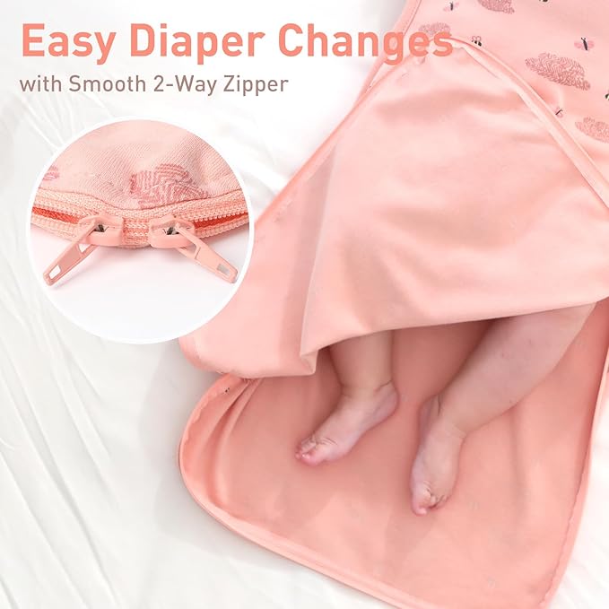 Premium Soft Cotton Swaddle Blanket Sleep Sack Arms Up Design 2 Packs 3-6 Months, Hands Up 3-Way Transitions to Arms-Free Wearable Sleeping Sack Bag for Baby Boys Girls Snug Fit Calms Startle Reflex