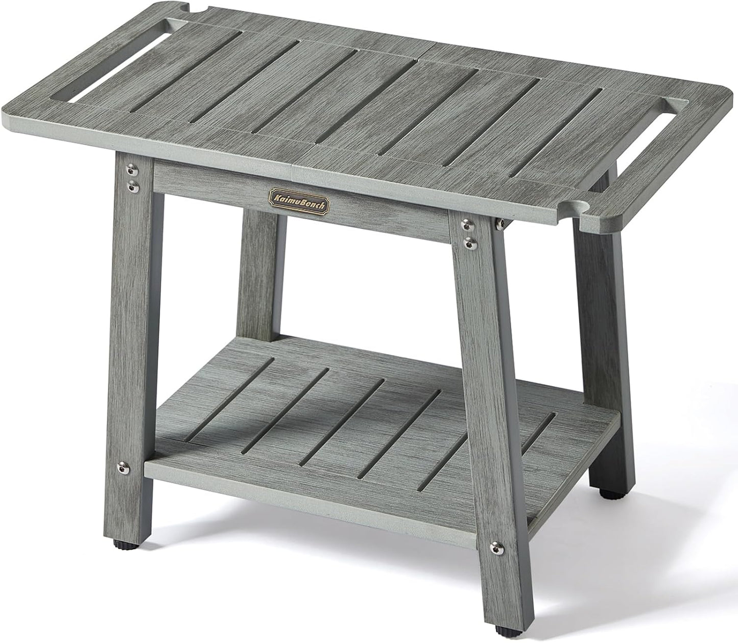 HDPS Shower Bench Seat with Shelf, Waterproof Shower Stool, Bathroom Chair for Spa with Handle, Weather Resistant/Non-Slip/Handles/Indoor or Outdoor Use, Weight Capacity 500LBS