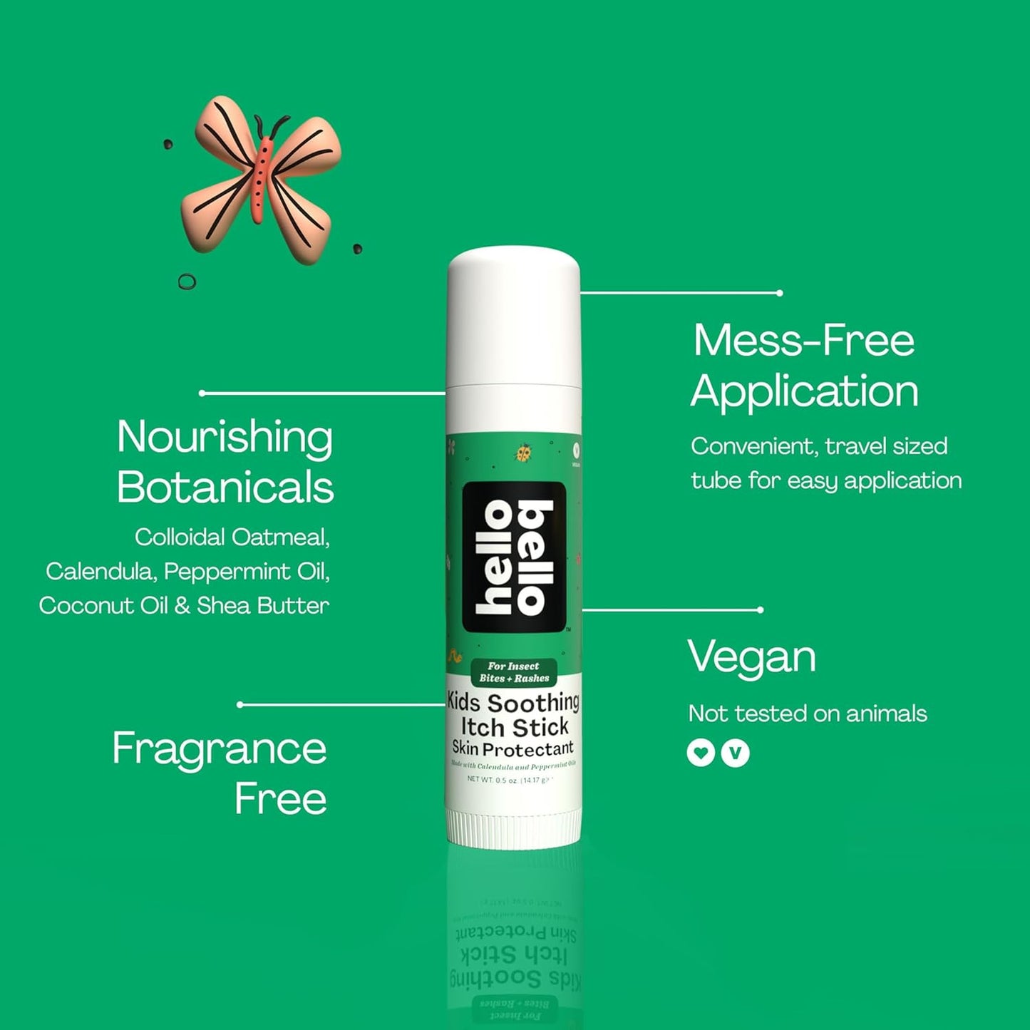 Hello Bello Kids Soothing Itch Stick, 0.5 oz, Skin Protectant with Calendula and Peppermint Oils, for Insect Bites and Rashes