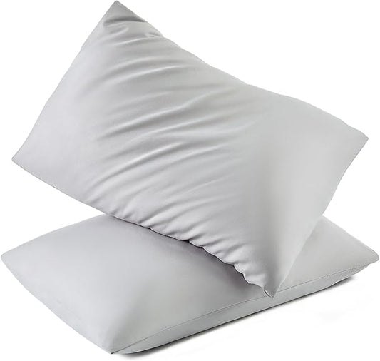 TILLYOU Toddler Pillowcase 2 Pack with Envelope Closure,13" x 18" Silky Soft Microfiber Travel Pillow Case Kids Pillowcases for Boys and Girls,Gray