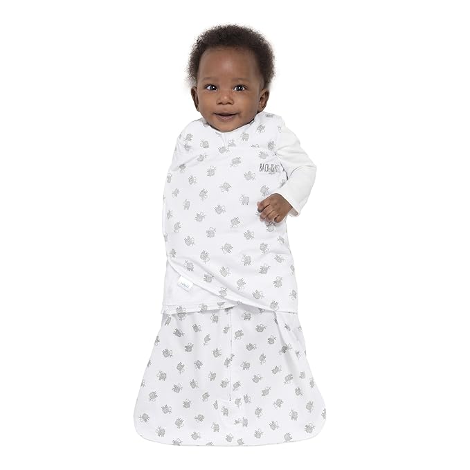 HALO 100% Cotton Sleepsack Swaddle, 3-Way Adjustable Wearable Blanket, TOG 1.5, Lamb Scribble White, Newborn, 0-3 Months