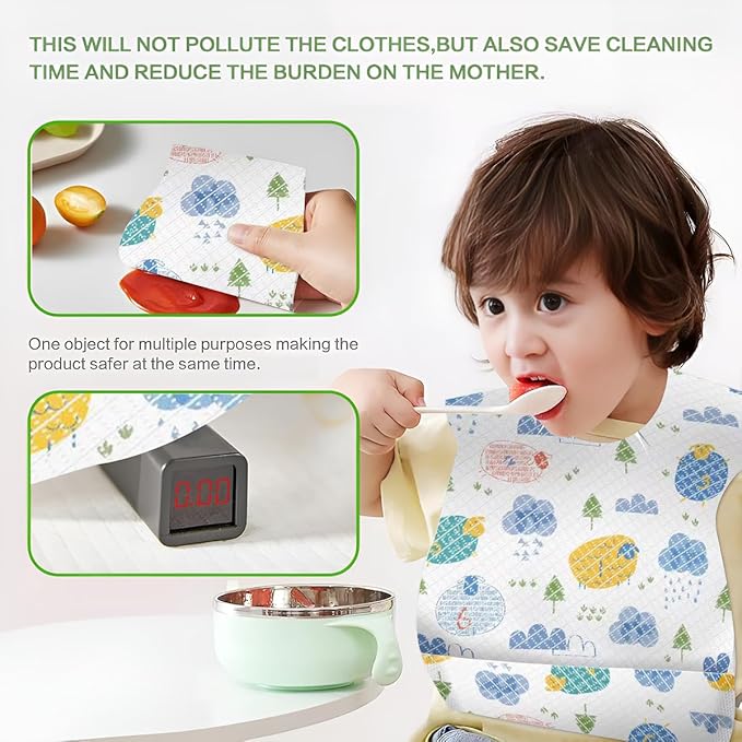 30/60pcs Baby Disposable Bibs-Individually Packaged,Soft, Leak Proof and Convenient, disposable bibs for toddlers