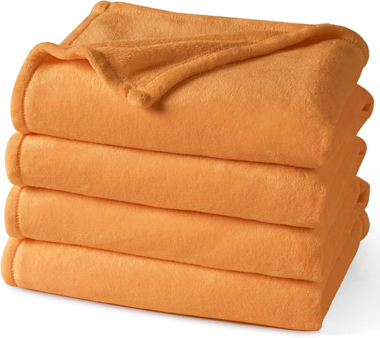 PHF Ultra Soft Fleece Blanket Twin Size, No Shed No Pilling Luxury Plush Cozy 300GSM Lightweight Blanket for Bed, Couch, Chair, Sofa Suitable for All Season, 66" x 90", Pumpkin Orange