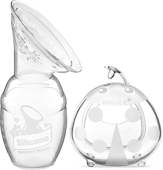 haakaa Silicone Breast Pump and Ladybug Breast Shells Combo for Breastfeeding Moms to Collect Breast Milk| Pumping and Nursing| Portable Breastmilk Catcher(pump-4oz/100ml,1pk; Shell-2.5oz/75ml,1pk)