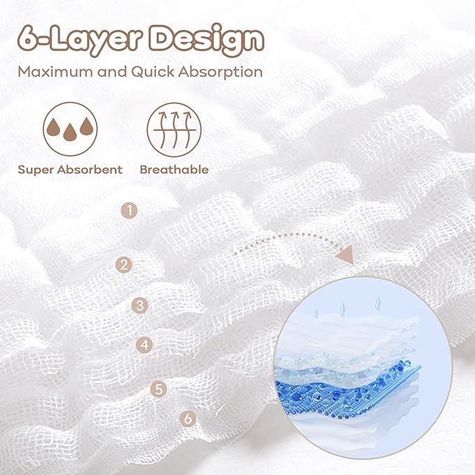 Yoofoss Muslin Baby Washcloths 100% Organic Cotton Face Towels 10 Pack Wash Cloths for Baby 12x12in Soft and Absorbent Baby Wipes (White)