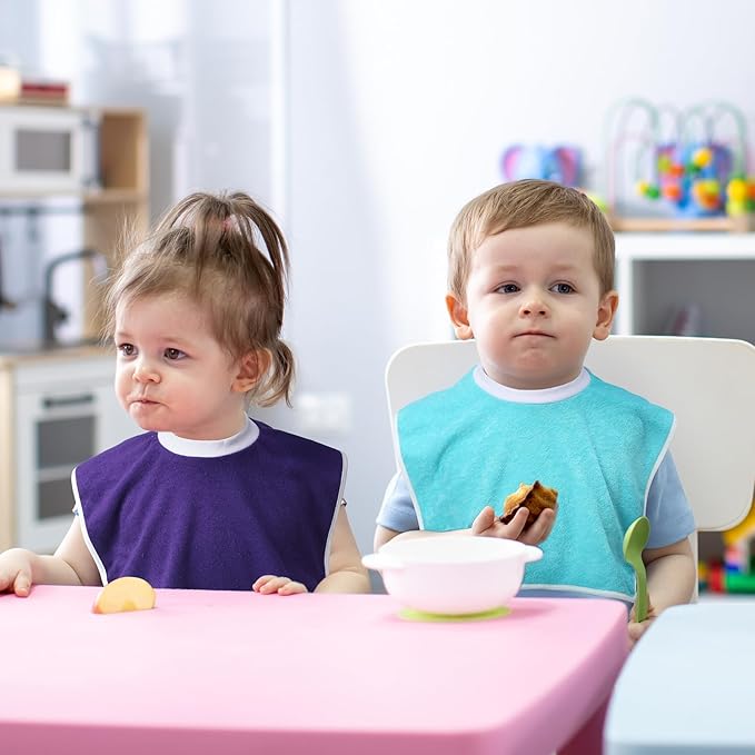 Bonuci 12 Pack Toddler Baby Bibs 15x13 Inch Pullover Full Coverage Bibs Absorbent Slip on Cotton for Girls Boys Newborn