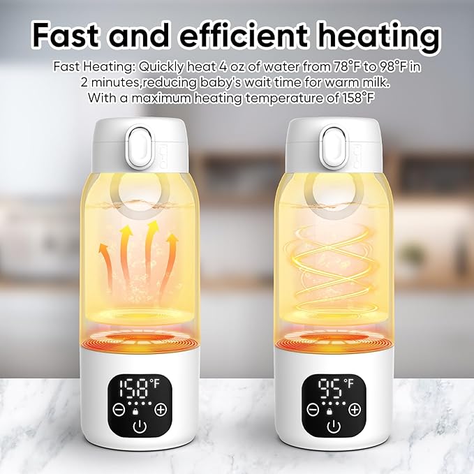 Bottle Warmer, Maypott Portable Fast Heating Bottle Warmer for Breast Milk, Formula, Water, 17.5 Ounce Large Capacity & Long Battery Life for All-Day Feeding, Milk Warmer On The Go, Travel Essentials