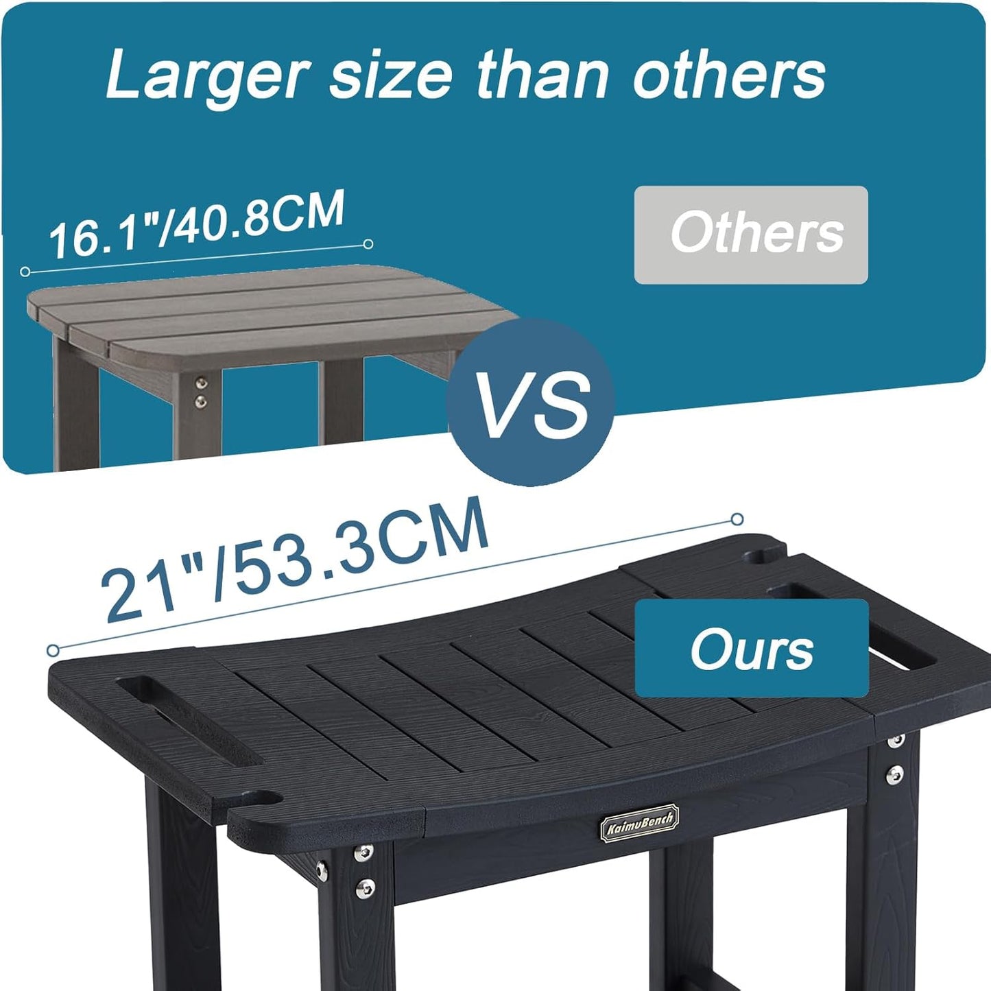 Shower Bench Seat for Shaving Legs, Waterproof Shower Stool for Inside Shower with Handles & Shower Head Holder, Bathroom Shower Chair, Black Shower Foot Rest with Adjustable Feet, Non-Slip