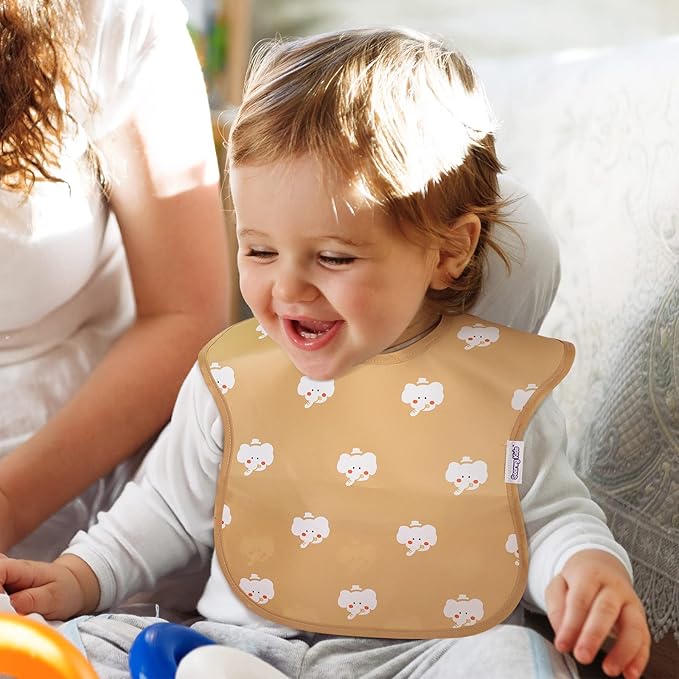 Soarwg Kids Baby Bibs, 5 Pack Waterproof Bibs for Unisex Boys Girls, Essential Must Have for Babies Eating, Feeding