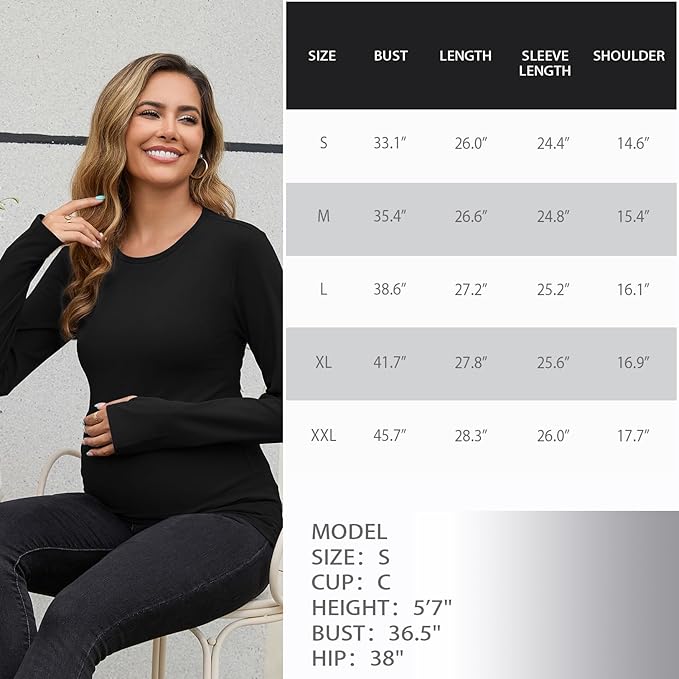 GINKANA Maternity Workout Tops Long Sleeve Pregnancy Yoga Shirts for Pregnant Women Thumb Holes Mama Clothes