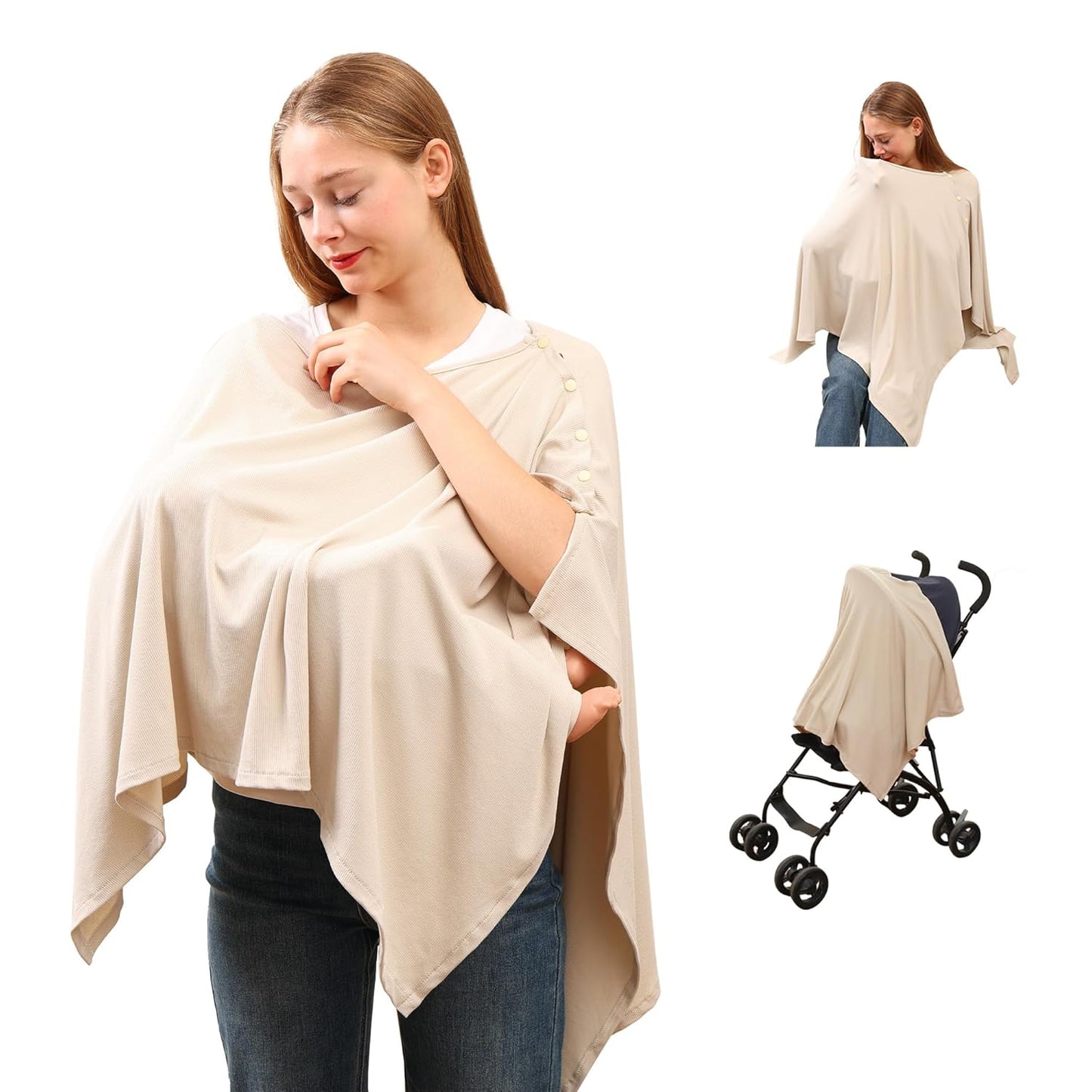 Nursing Cover for Breastfeeding- Viscose from Bamboo Ribbed Covers for Baby Breast Feeding, Full Coverage Privacy, Soft & Breathable Nursing Covers, Multi-Use Shawl Car Seat Cover