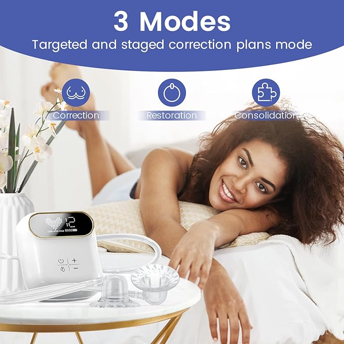 12 Gears Rechargeable Electric Nipple Corrector for Flat, Short, or Inverted Nipples to Help Breastfeeding, Portable Nipple Pump, Sunken Nipple Puller, Nipple Massage, 8PCS