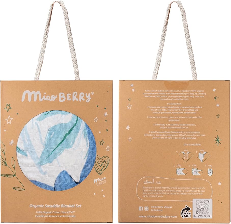 Miaoberry Safari Baby Milestone Blanket, Africa Jungle Theme Monthly Photo Growth Tracker with Giraffe, Lion, Elephant with Hello World Sign