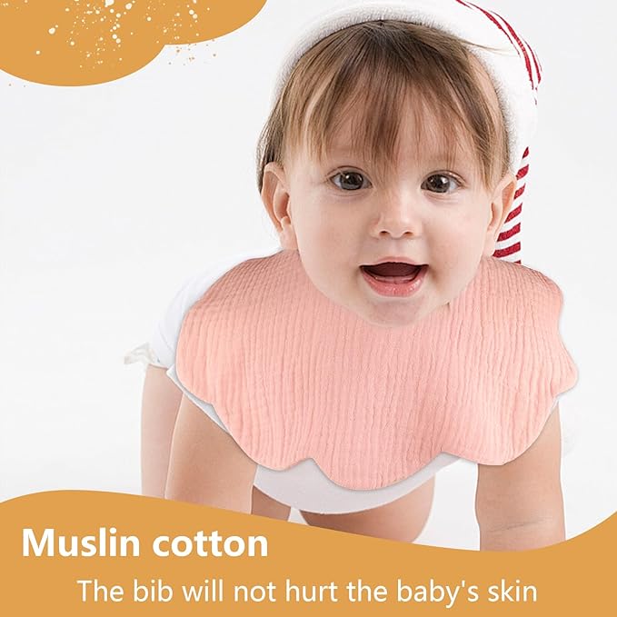 EllieHouse Baby Bibs for Girls Boys 8 Pack Muslin Drool Teeth Drooling Teething Bibs Muslin Cotton for Toddler Infant