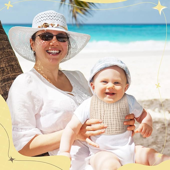 Frienda 8 Pcs Muslin Baby Bibs Cotton Bandana Drool Bibs Bulk for Newborn Infant 6 Absorbent Layers Feeding Accessory