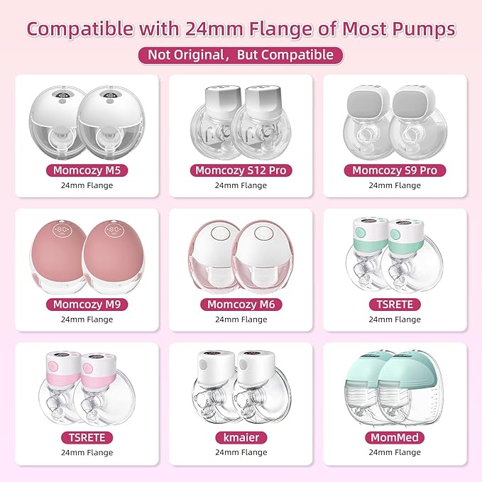 Flange Inserts 13/15/17/18/19/20/21mm 14PC Compatible with Momcozy S12 pro/S9 pro/S9/S10/S12/Medela/TSRETE/Spectra/Bellababy Breast Pumps, Reduce 24mm Tunnel Down to Correct Size