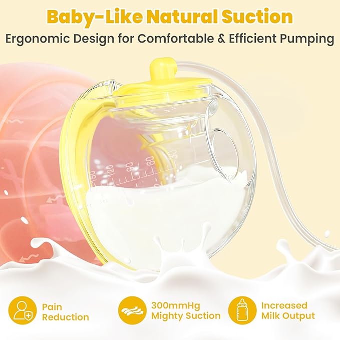 1308 Hands Free Breast Pump | SPA-Level Comfort Wearable Breastfeeding Pump 3 Modes & 9 Levels, Low-Noise Electric Breast Pump Portable for Office & Home Use (27mm Shield, 21/24mm Flange)