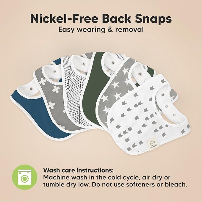 8-Pack Organic Baby Bibs for Boys, Girls - Soft Cotton Drooling and Teething Bibs for Baby Girl & Boy, Extra Absorbent, Easy to Clean & Put On for Toddler, Newborn, Infant 0-24 Months (Crossroads)