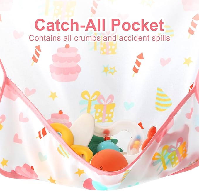 Accmor 5 Pack Long Sleeve Bibs, Baby Smock Waterproof Sleeved Bib Smock for Baby Toddler 6-36 Months