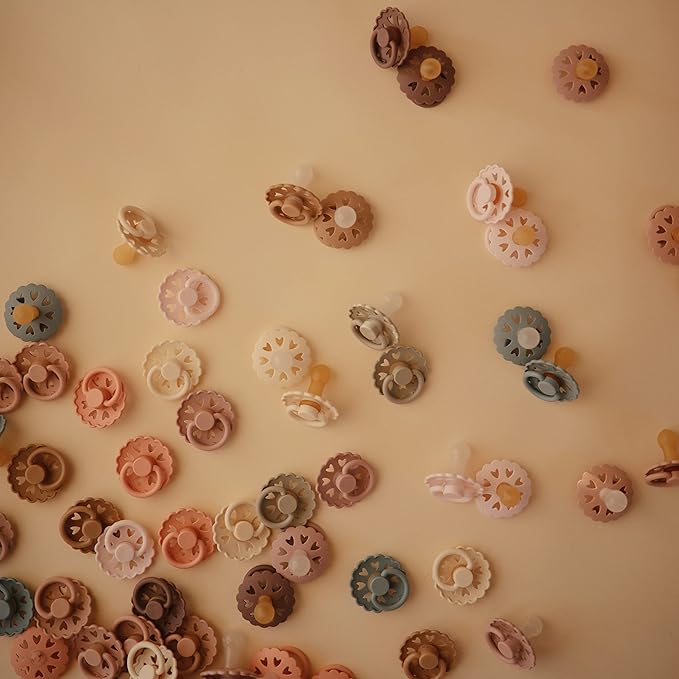 FRIGG Andersen Fairytale Natural Rubber Baby Pacifier | Made in Denmark | BPA-Free (Cream/Silky Satin, 0-6 Months)