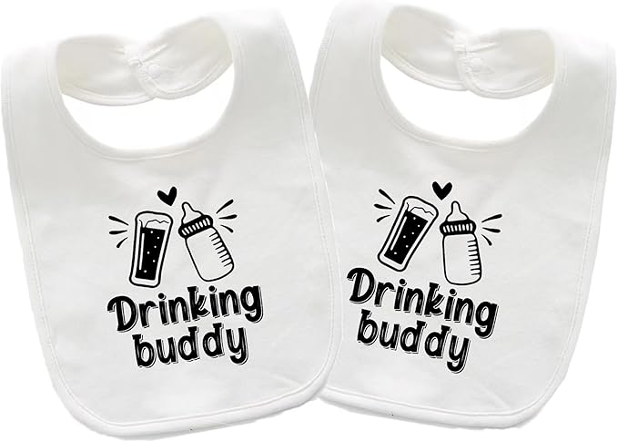 Baby Twins Bibs Drinking Buddy Newborn Baby Bibs Cute Unisex Bibs Set Toddler Baby Boy Girl Bibs