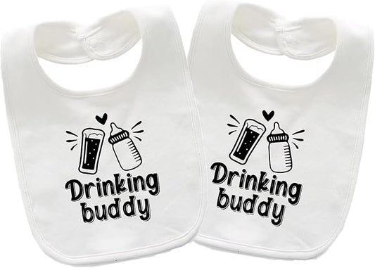 Baby Twins Bibs Drinking Buddy Newborn Baby Bibs Cute Unisex Bibs Set Toddler Baby Boy Girl Bibs