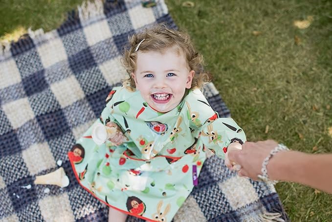 Tidy Tot - Long Baby Bib - Mess Proof Long Sleeve Feeding Smock with Large Food Catcher Pocket - Waterproof Bib