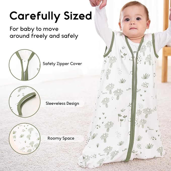 Yoofoss Baby Sleep Sack 0-6 Months 0.5 Tog Wearable Blanket for Baby, 3 Pack 100% Organic Cotton Infant Toddler Sleeping Sack 2-Way Zipper Lightweight Sleep Sack