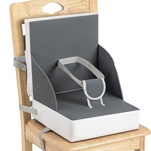 Portable Toddler Booster Seat for Dining Table, Adjustable Lightweight Toddler Chair for Travel, Compact Design, Easy to Clean (Grey)