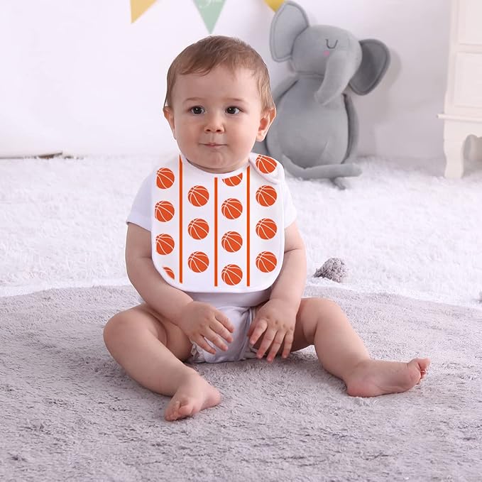 Maiwa 6 Pack Waterproof Cotton Baby Bibs for Girls Boys for Drooling Eating with Snaps