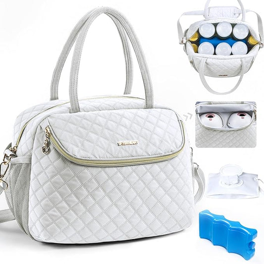 Breastmilk Cooler Travel Bag with 2pcs Wipes Dispensers and Ice Pack - Baby Bottle Cooler for 6 Bottles Up to 9 Ounce