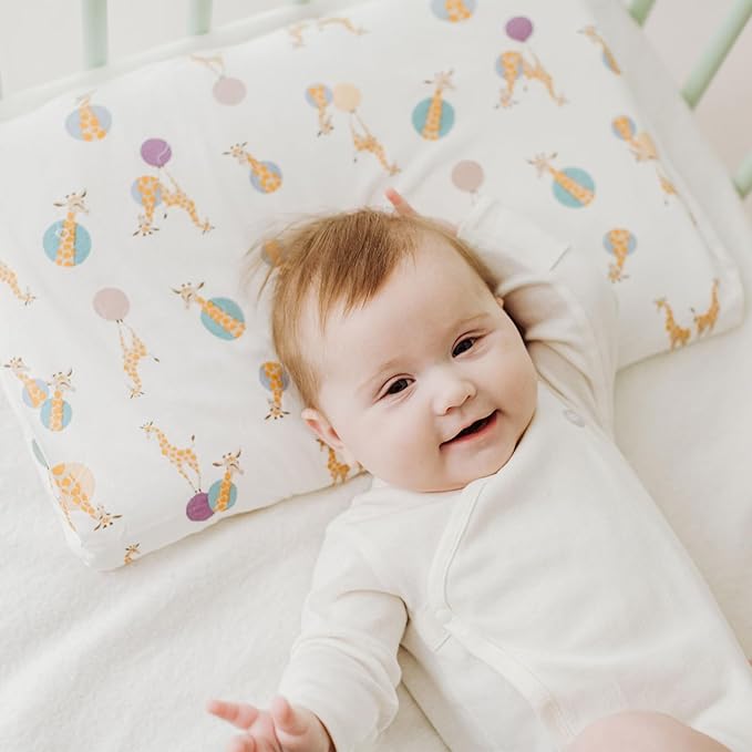 Nest Designs Toddler Pillow with Bamboo Viscose Pillowcase - Giraffe Shapes, Medium