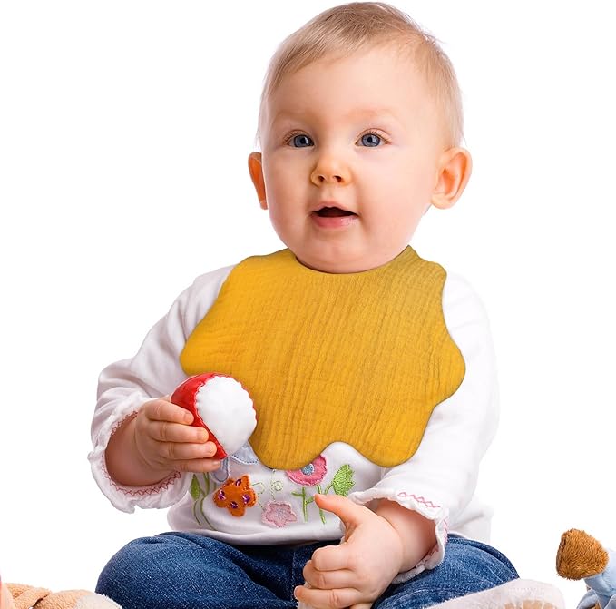 Muslin Baby Bibs for Drooling and Teething Newborn Drool Bibs for Baby Girl Boy