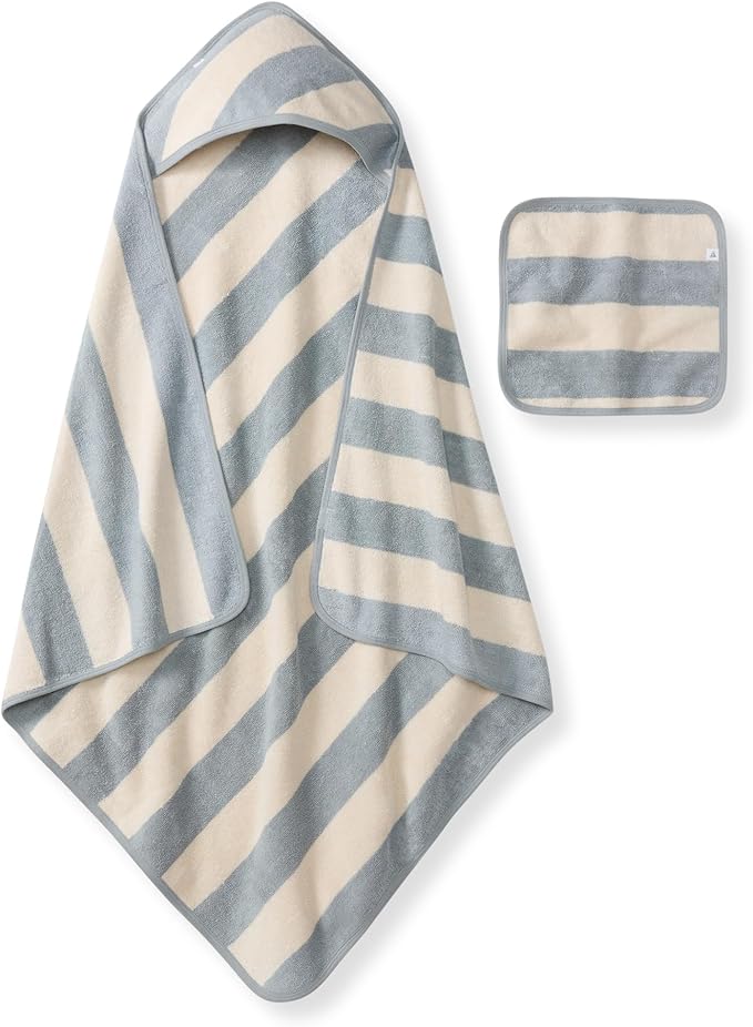 Burt's Bees Baby Hooded Woven Terry Towels Organic Cotton, Unisex Bath Essentials, Soft Nursery Towel for Infants, Toddlers, Kids